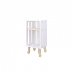 Mesita de noche caja vertical con estante pintada de blanco